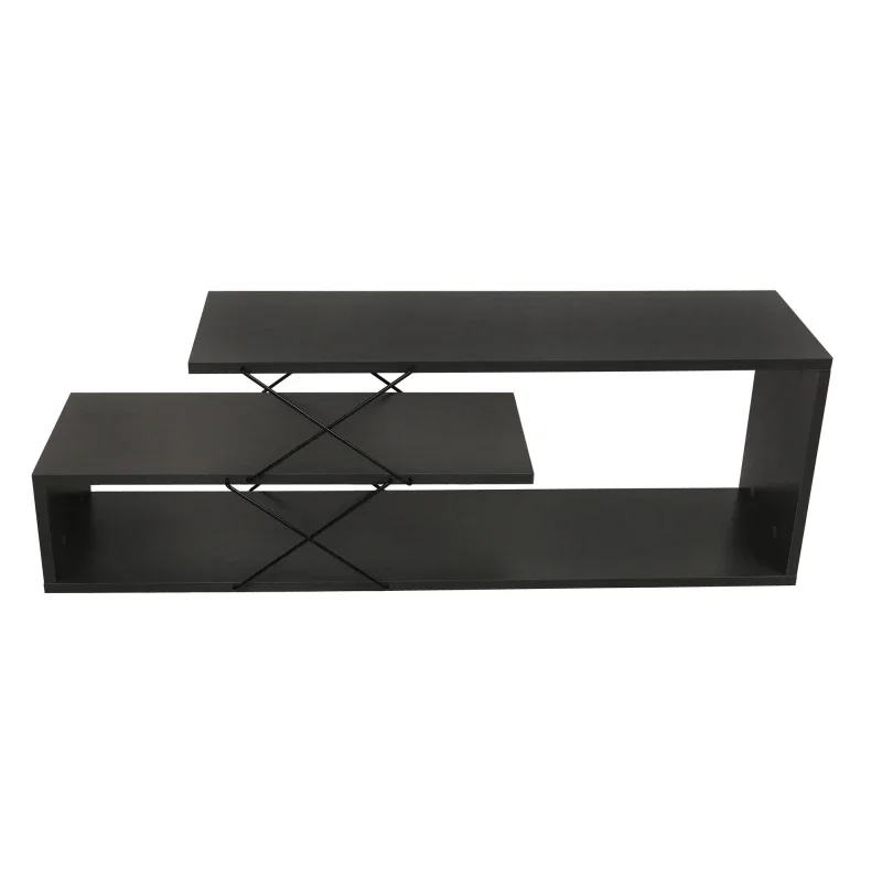 Comoda TV Zigzag antracit, cu rafturi multiple si design modern [6]