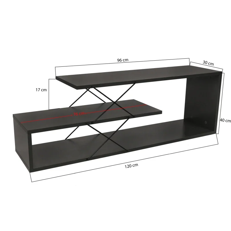 Comoda TV Zigzag antracit, cu rafturi multiple si design modern [7]
