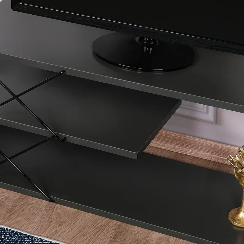 Comoda TV Zigzag antracit, cu rafturi multiple si design modern [4]