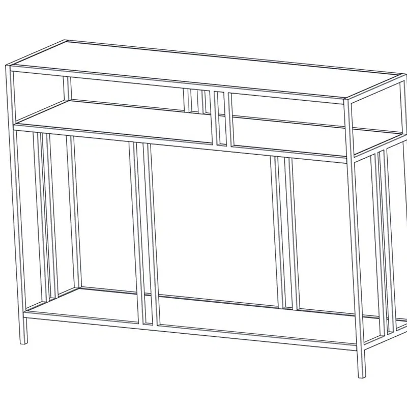 Comoda Venedik neagra, rafturi deschise, picioare metalice [10]