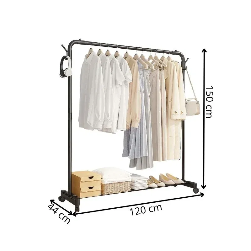 Cuier metalic cu roti si raft [3]