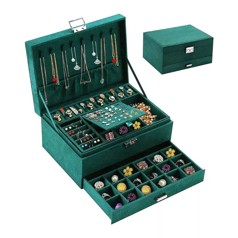 Cutie bijuterii, cu cheita, Verde smarald [11]