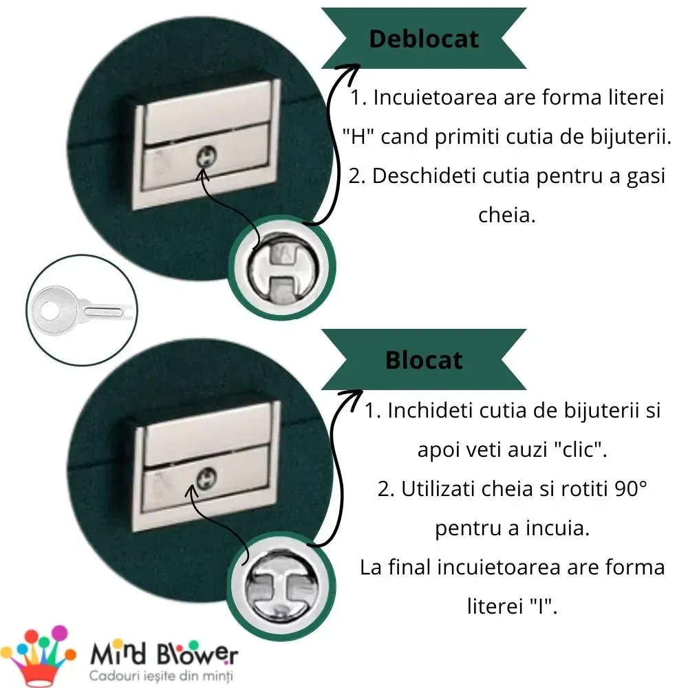 Cutie bijuterii, cu cheita, Verde smarald [17]