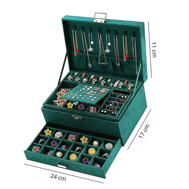 Cutie bijuterii, cu cheita, Verde smarald [12]