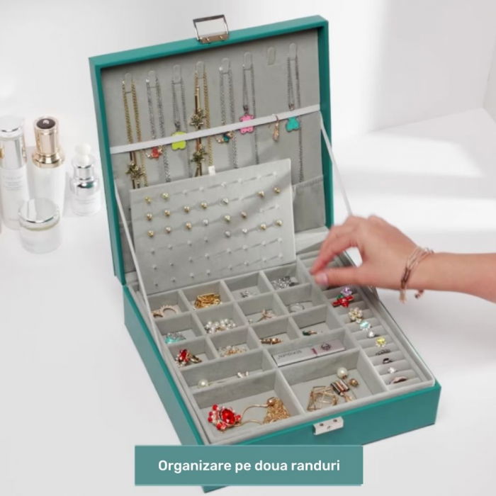 Cutie de bijuterii neagra, 26.5x26.5x9cm, Charming [6]