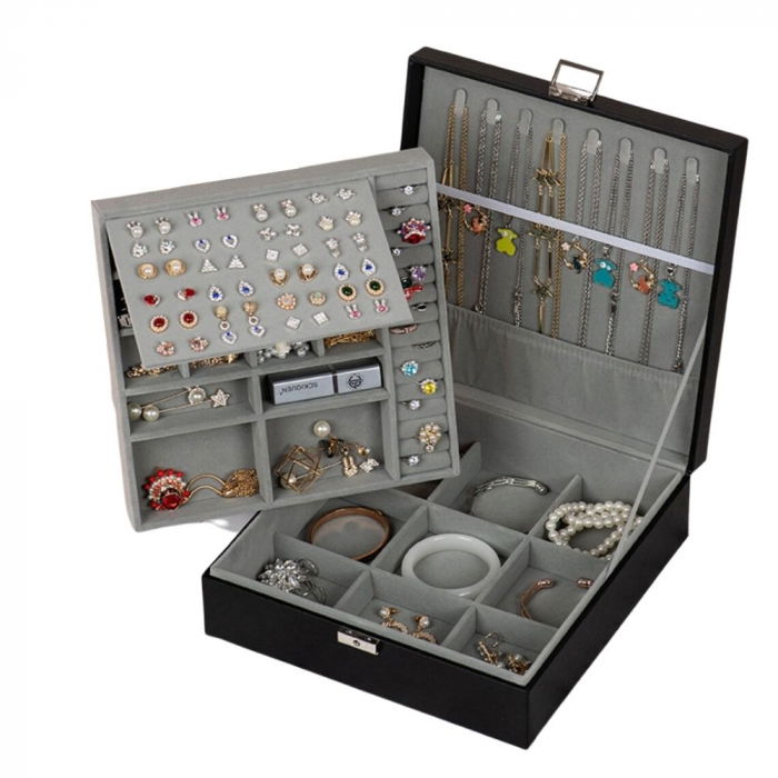 Cutie de bijuterii neagra, 26.5x26.5x9cm, Charming [8]