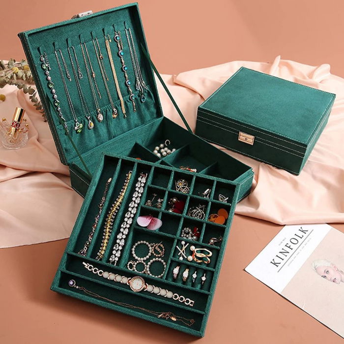 Cutie de bijuterii, verde, 26x26x8cm, You're too precious [2]