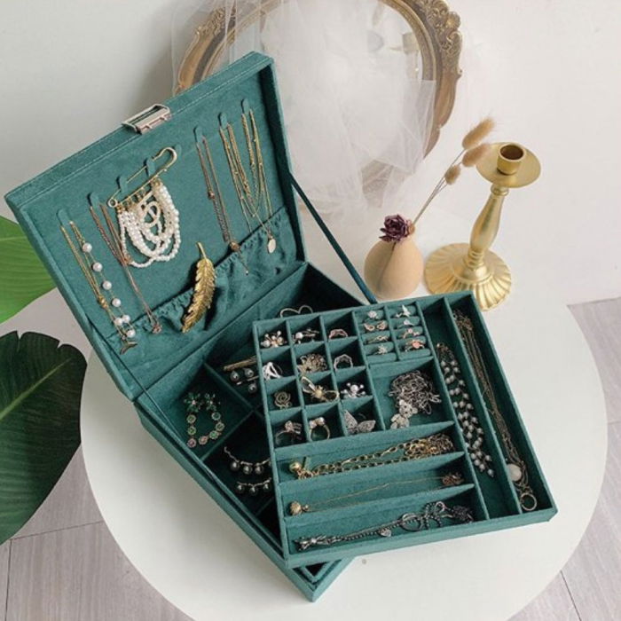 Cutie de bijuterii, verde, 26x26x8cm, You're too precious [4]