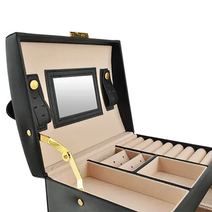 Cutie de bijuterii XL cu oglinda, cheita si 20 compartimente [5]