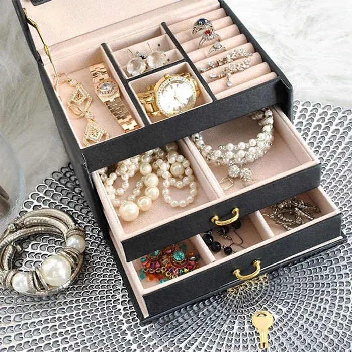 Cutie de bijuterii XL cu oglinda, cheita si 20 compartimente [1]