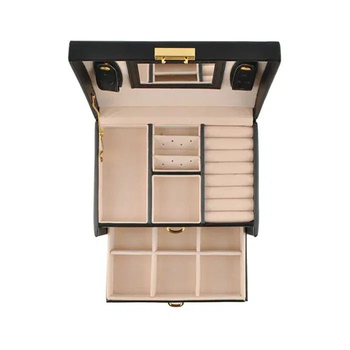 Cutie de bijuterii XL cu oglinda, cheita si 20 compartimente [6]