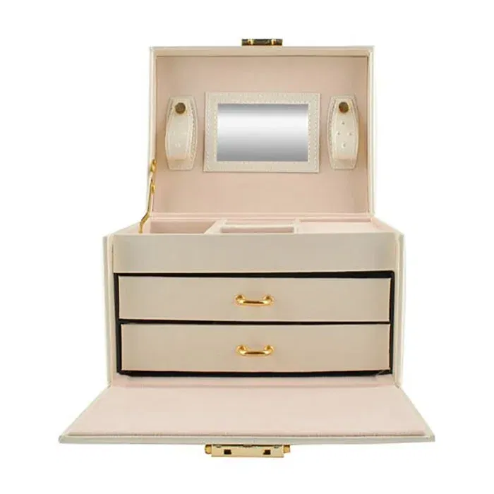 Cutie de bijuterii XL cu oglinda, cheita si 20 compartimente [14]