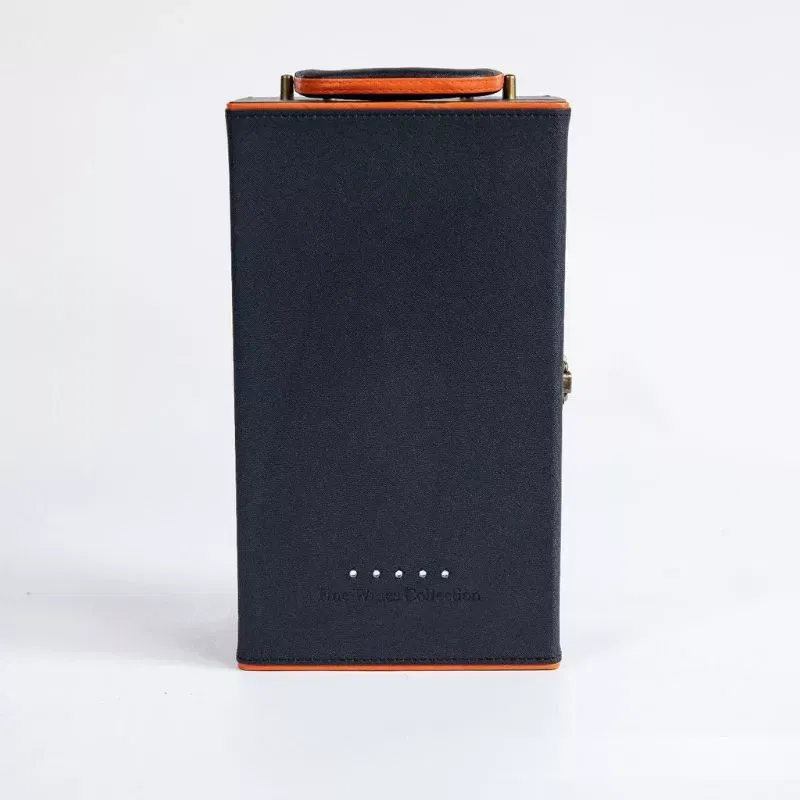 Cutie de vin Deluxe pentru 2 sticle cu accesorii de vin incluse interior oranj [10]