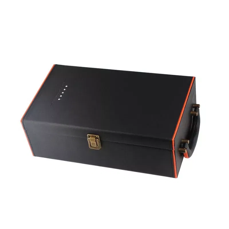 Cutie de vin Deluxe pentru 2 sticle cu accesorii de vin incluse interior oranj [15]