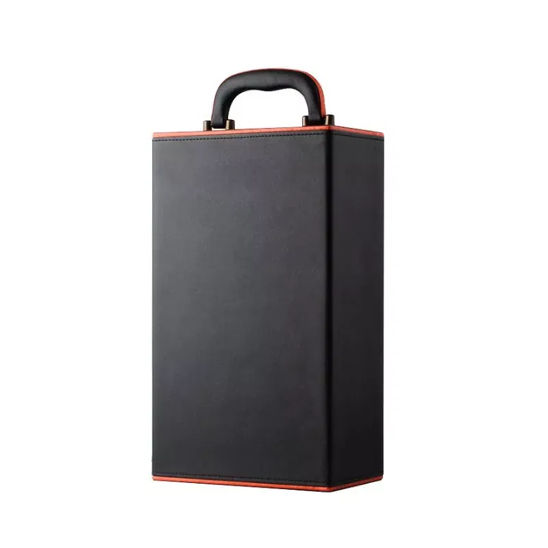 Cutie de vin Deluxe pentru 2 sticle cu accesorii de vin incluse interior oranj [14]