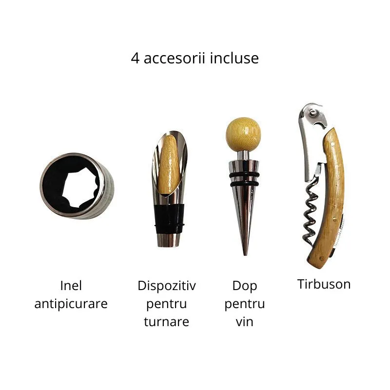 Cutie de vin pentru o sticla cu 4 accesorii incluse [7]