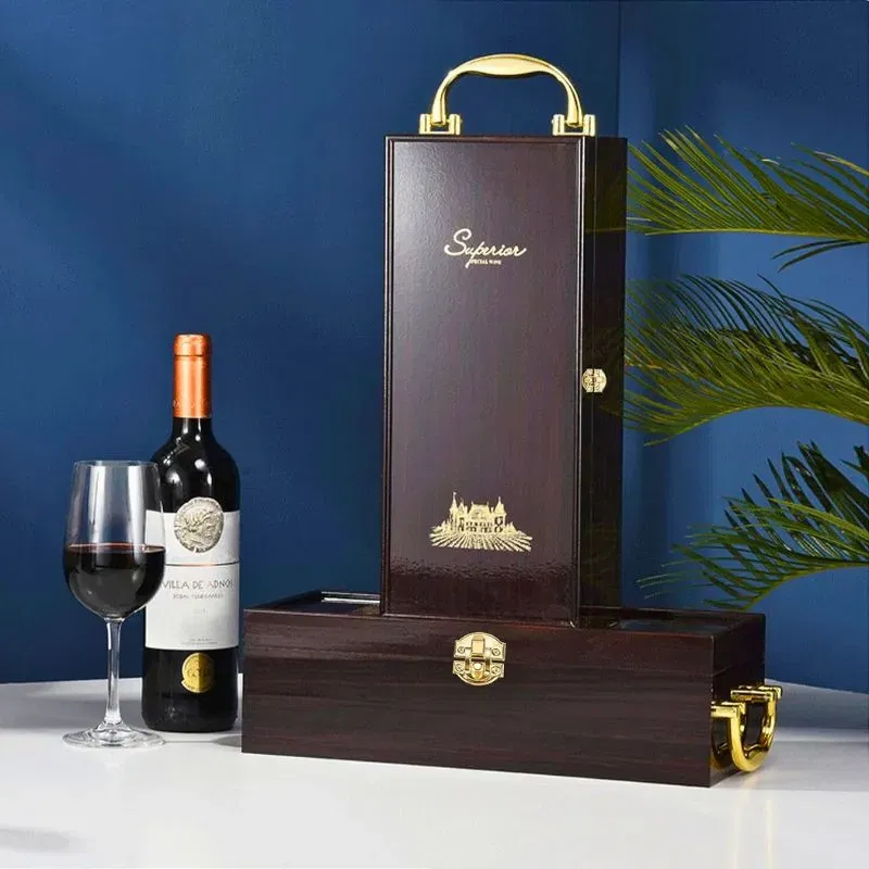 Cutie de vin Wood Deluxe pentru 1 sticla cu accesorii de vin incluse Royale [2]