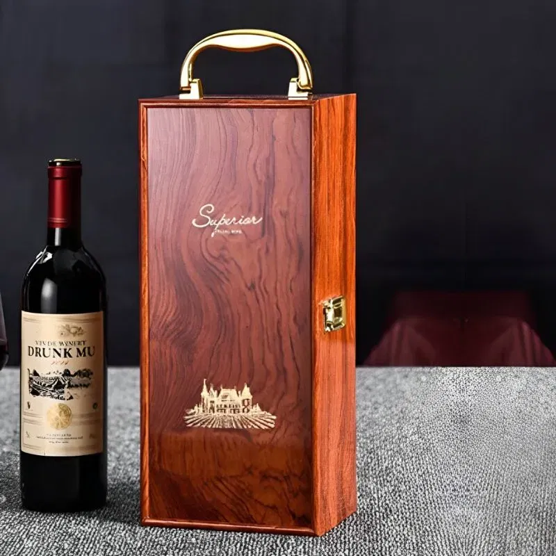 Cutie de vin Wood Deluxe pentru 1 sticla cu accesorii de vin incluse Vinception [5]