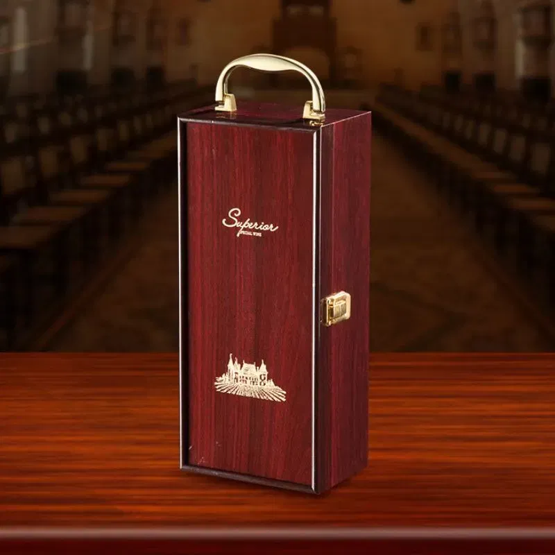 Cutie de vin Wood Deluxe pentru 1 sticla cu accesorii de vin incluse Vinquisite [10]