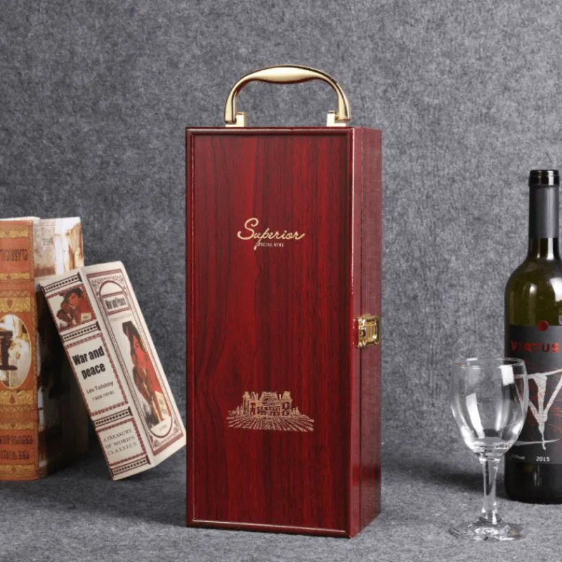 Cutie de vin Wood Deluxe pentru 1 sticla cu accesorii de vin incluse Vinquisite [3]