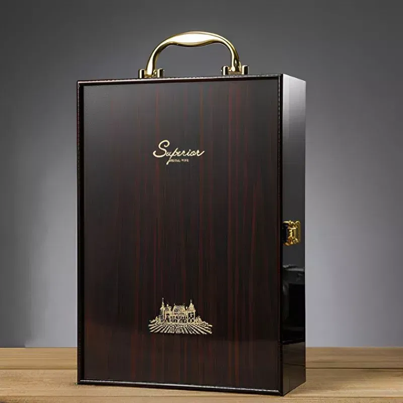 Cutie de vin Wood Deluxe pentru 2 sticle cu accesorii de vin incluse Prestige [11]