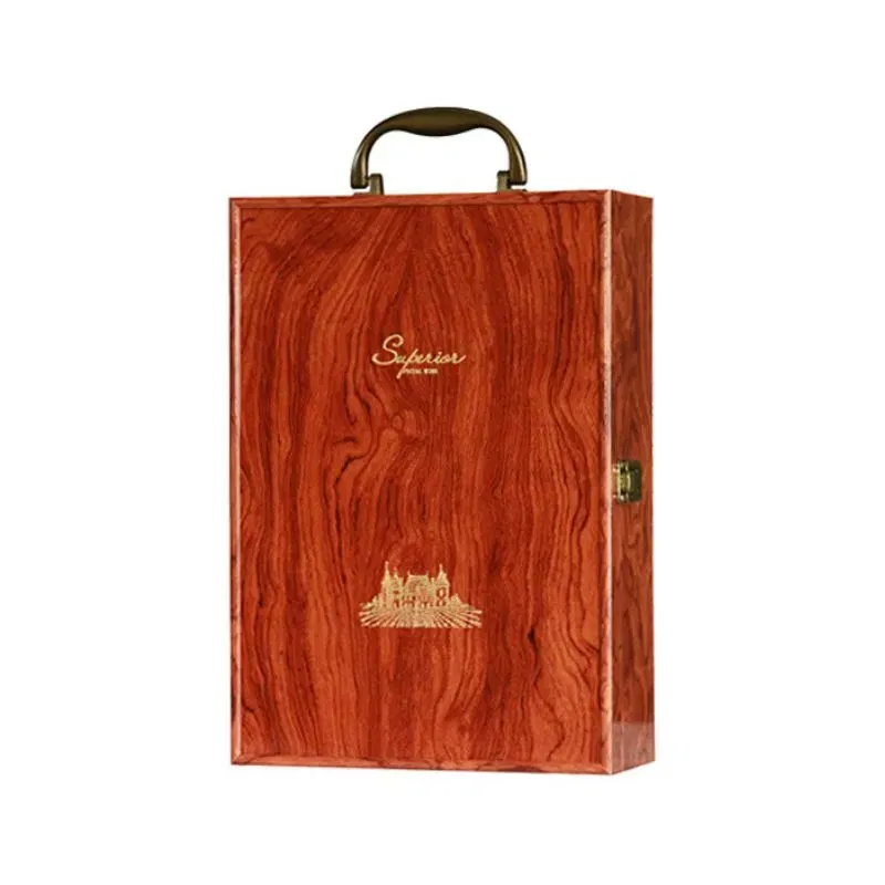 Cutie de vin Wood Deluxe pentru 2 sticle cu accesorii de vin incluse Vinluxe Elite [12]