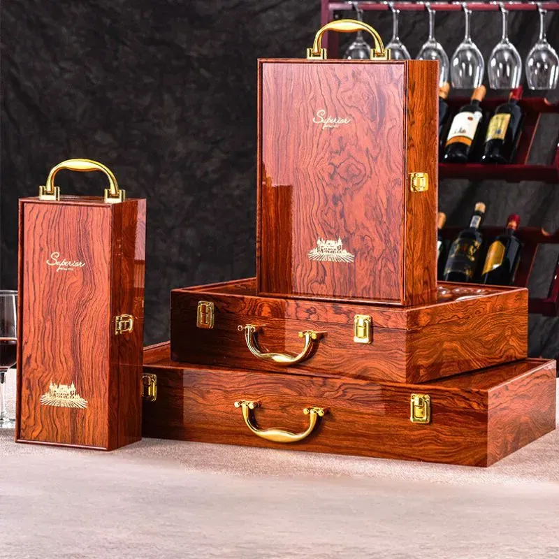 Cutie de vin Wood Deluxe pentru 2 sticle cu accesorii de vin incluse Vinluxe Elite [9]