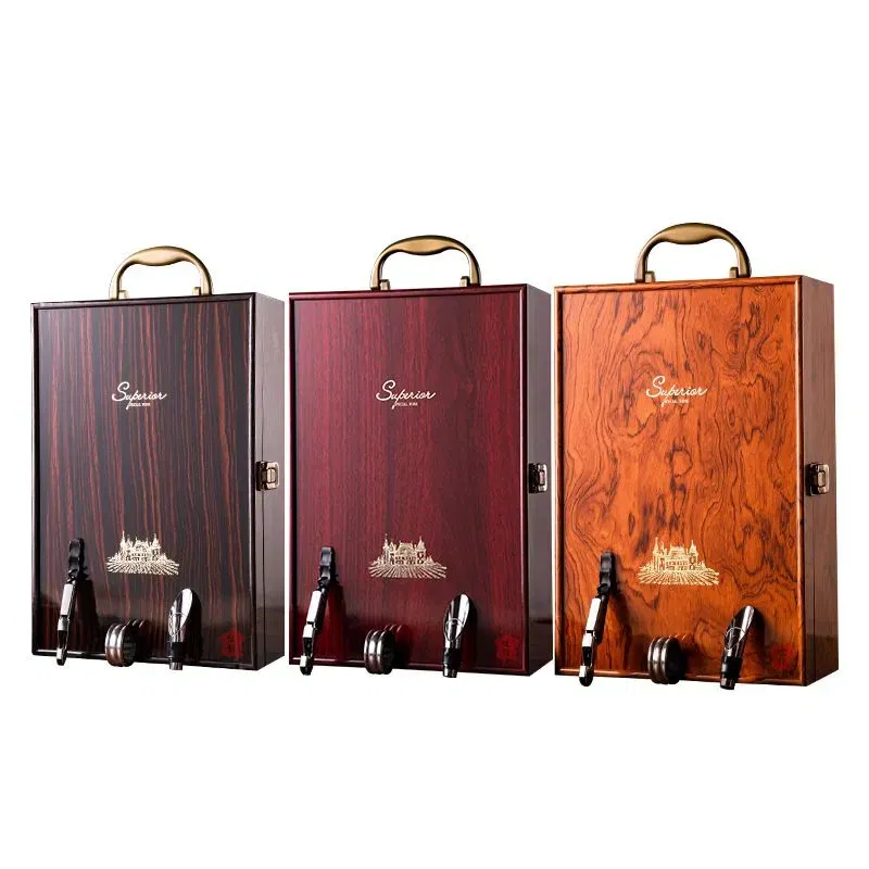 Cutie de vin Wood Deluxe pentru 2 sticle cu accesorii de vin incluse Vinluxe Elite [16]