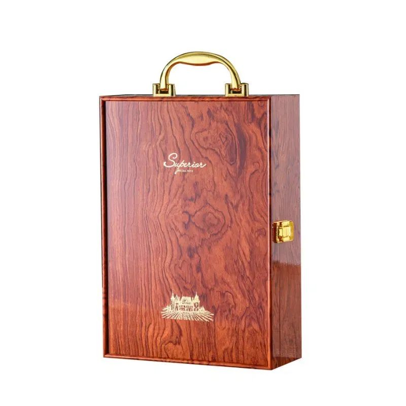 Cutie de vin Wood Deluxe pentru 2 sticle cu accesorii de vin incluse Vinluxe Elite [13]