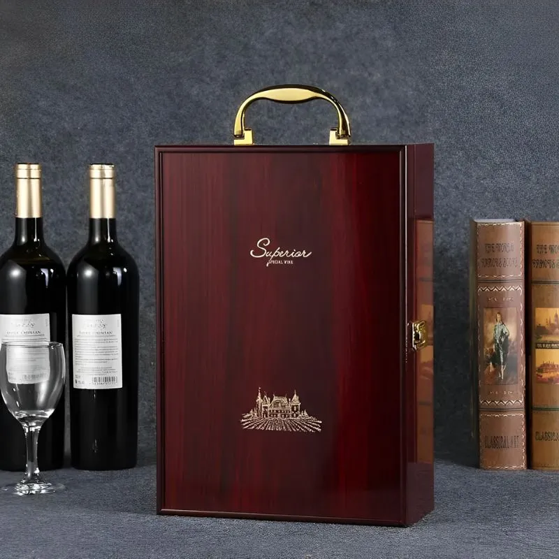 Cutie de vin Wood Deluxe pentru 2 sticle cu accesorii de vin incluse Vintrigue [2]