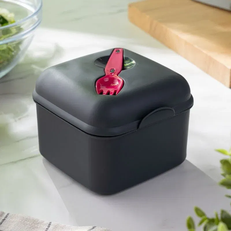 Cutie pranz cu capac si furculita roz [1]