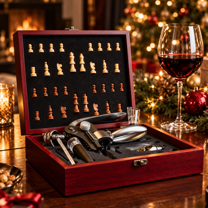 Set sah si accesorii vin, Caseta Deluxe [1]