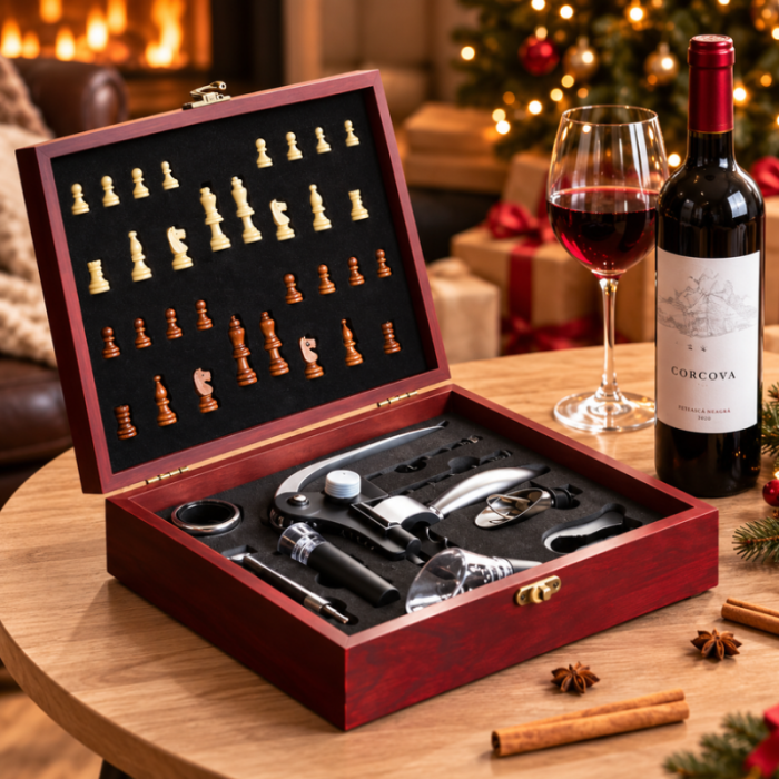 Set sah si accesorii vin, Caseta Deluxe [24]