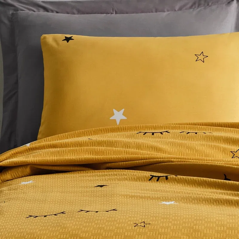 Cuvertura bumbac Dide - Galben, 200x235 cm, 2 fete de perna [2]