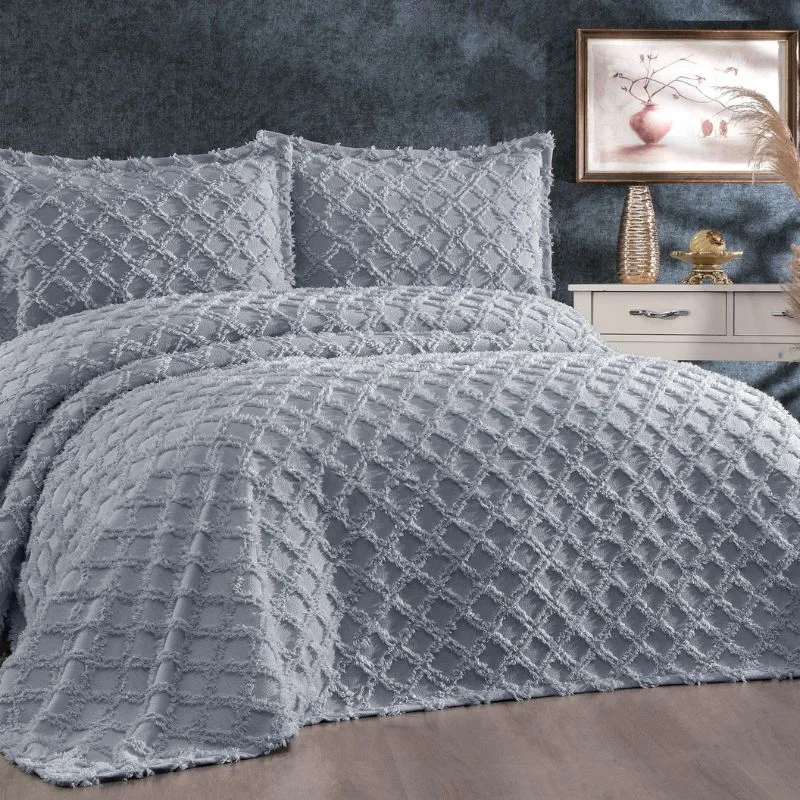 Cuvertura eleganta chenille Harem - Gri, 240x260 cm, 2 fete de perna [1]