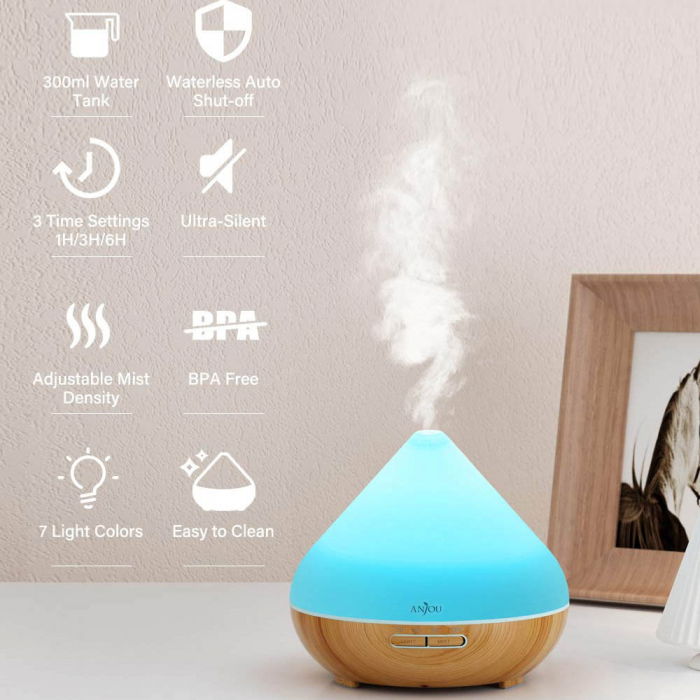 Difuzor aromaterapie AJ-AD001, 300ml, LED 7 culori [4]