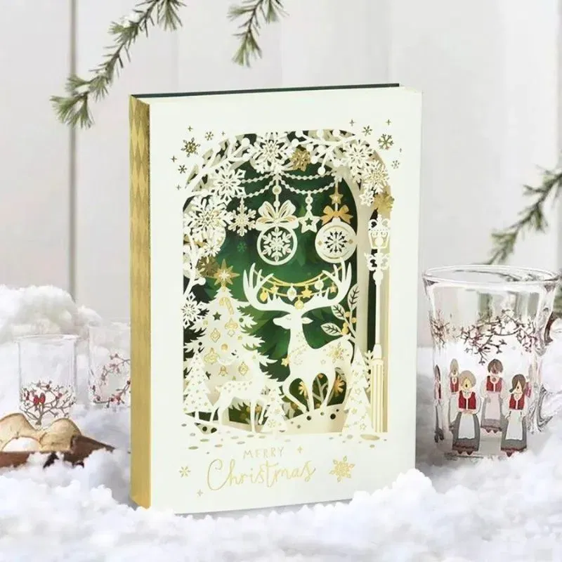 Felicitare de Craciun 3D Cerbul si Padurea fermecata [1]