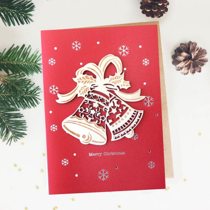 Felicitare de Craciun Ornament din lemn Clopotei [1]