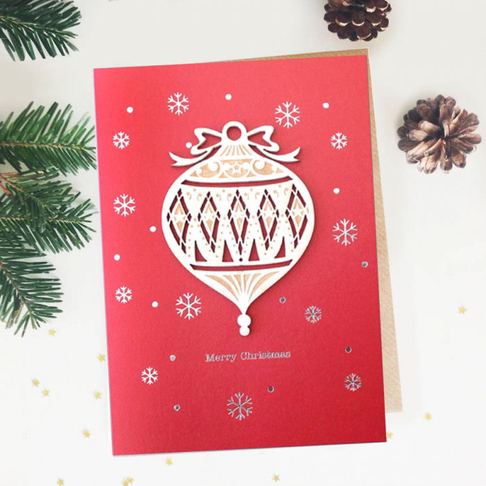 Felicitare de Craciun Ornament din lemn Glob picatura [1]