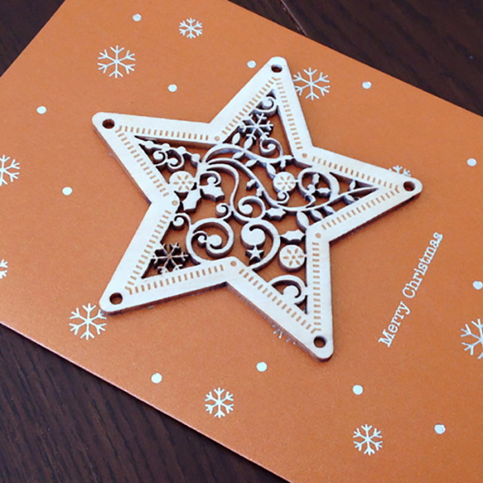 Felicitare de Craciun Ornament din lemn Steaua Sus Rasare [2]