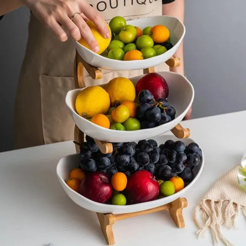 Fructiera Etajata cu Suport de Lemn Natur [4]