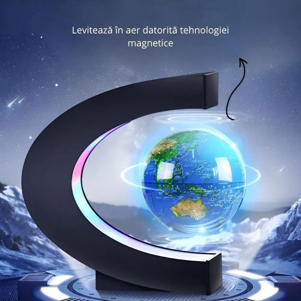 Glob pamantesc magnetic plutitor cu iluminare LED. C-Shape [10]