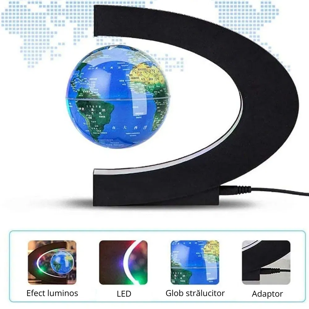 Glob pamantesc magnetic plutitor cu iluminare LED. C-Shape [13]