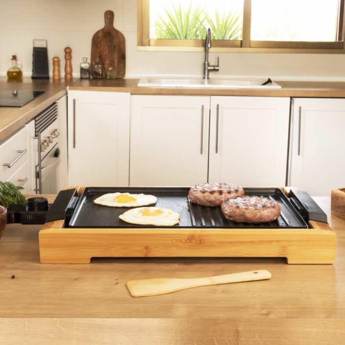 Gratar electric 2000W, cu platou din bambus [2]