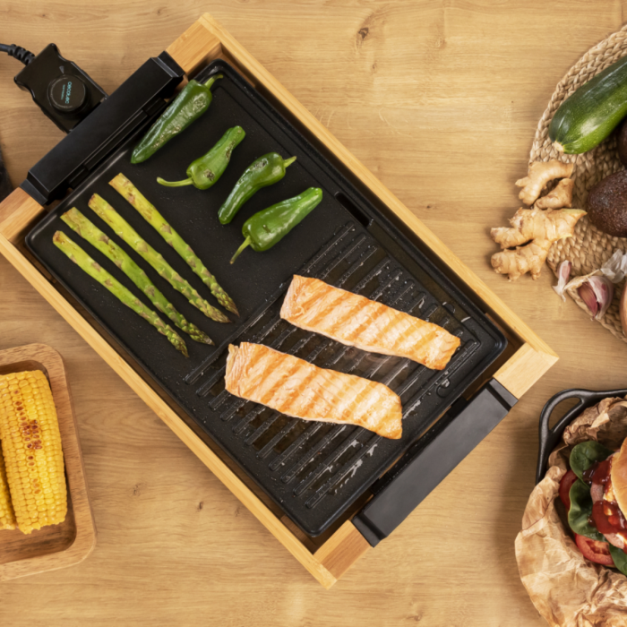 Gratar electric 2000W, cu platou din bambus [1]