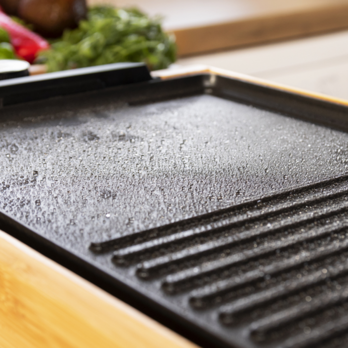 Gratar electric 2000W, cu platou din bambus [6]