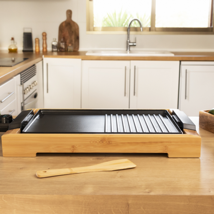 Gratar electric 2000W, cu platou din bambus [3]
