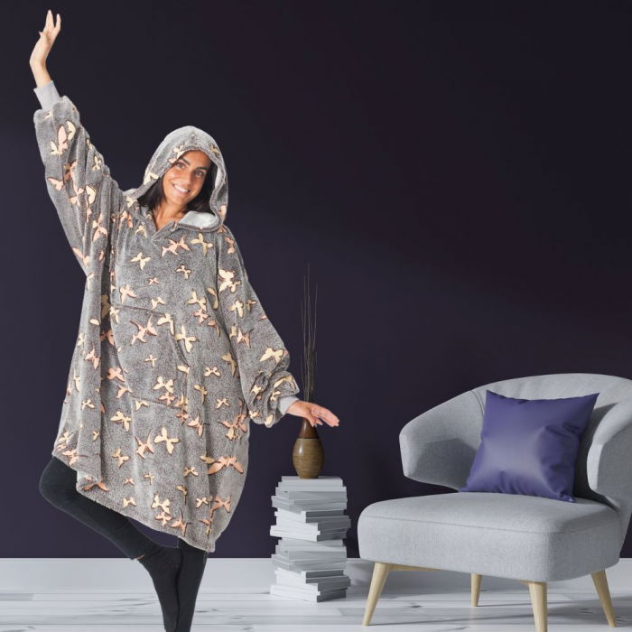 Hanorac patura cu gluga, Iluminat, Fluturasi, 240g/mp [1]