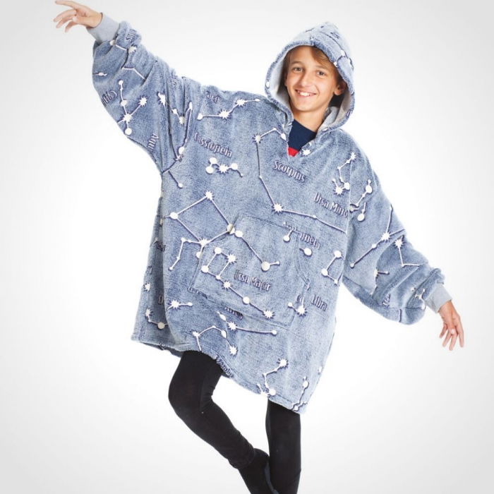 Hanorac patura cu gluga pentru copii, Iluminat, Constelatii, 240g/mp [1]