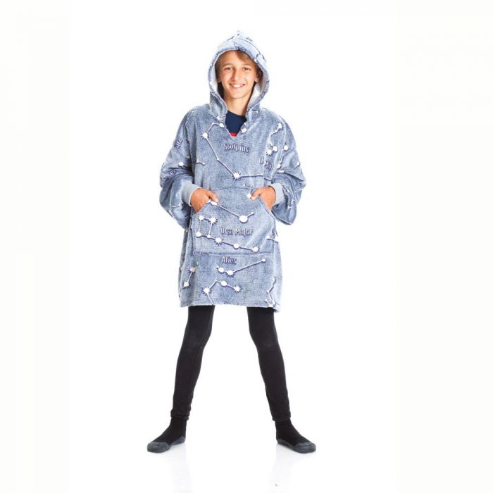 Hanorac patura cu gluga pentru copii, Iluminat, Constelatii, 240g/mp [3]